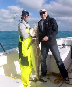 Capt Todd with a Big Wintertime Cobia