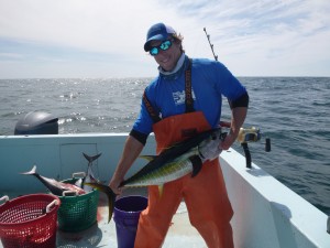 Capt. Woody Woods with a tagged Yellowfin Tuna